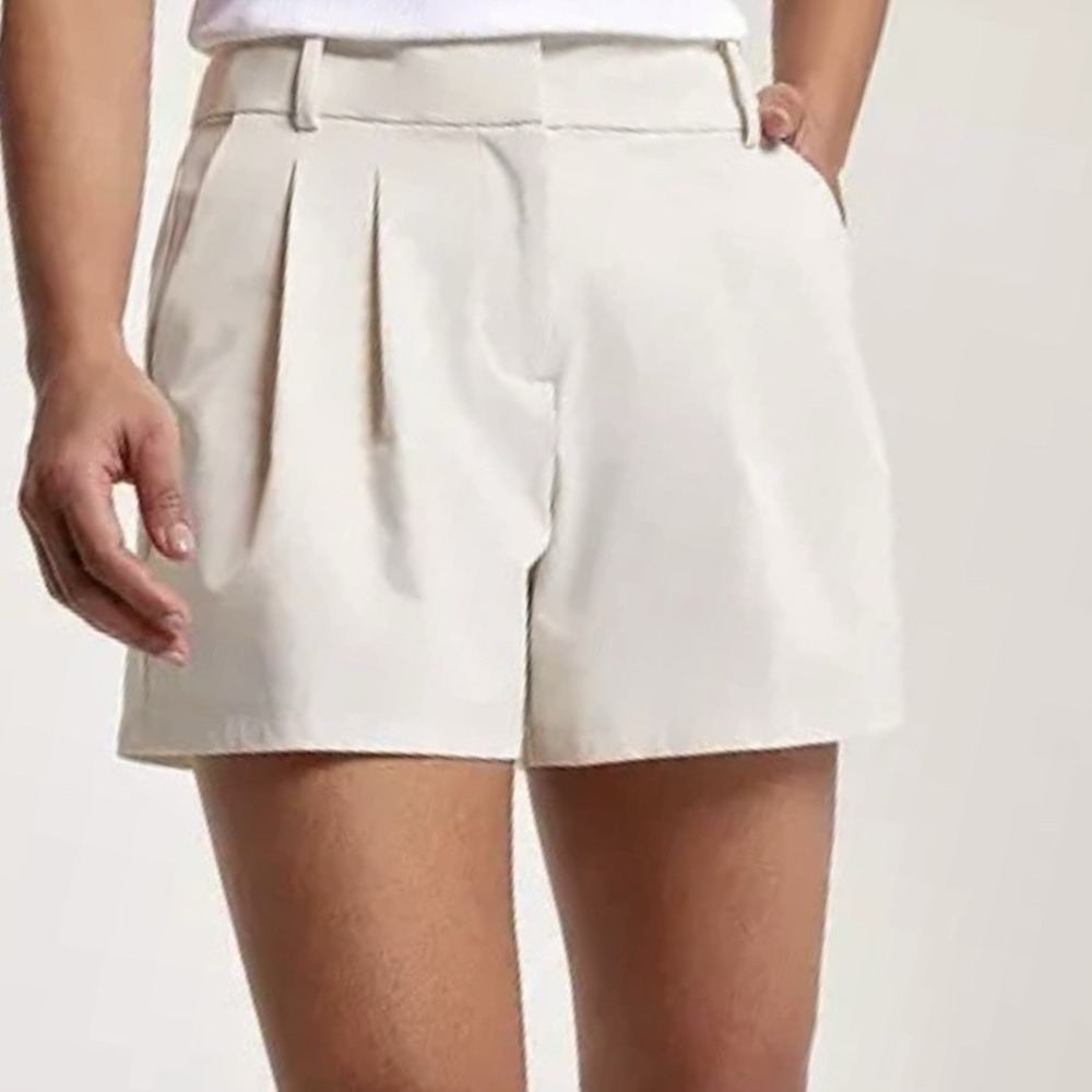 Women's High-Rise Pleated Athletic Shorts — Cream